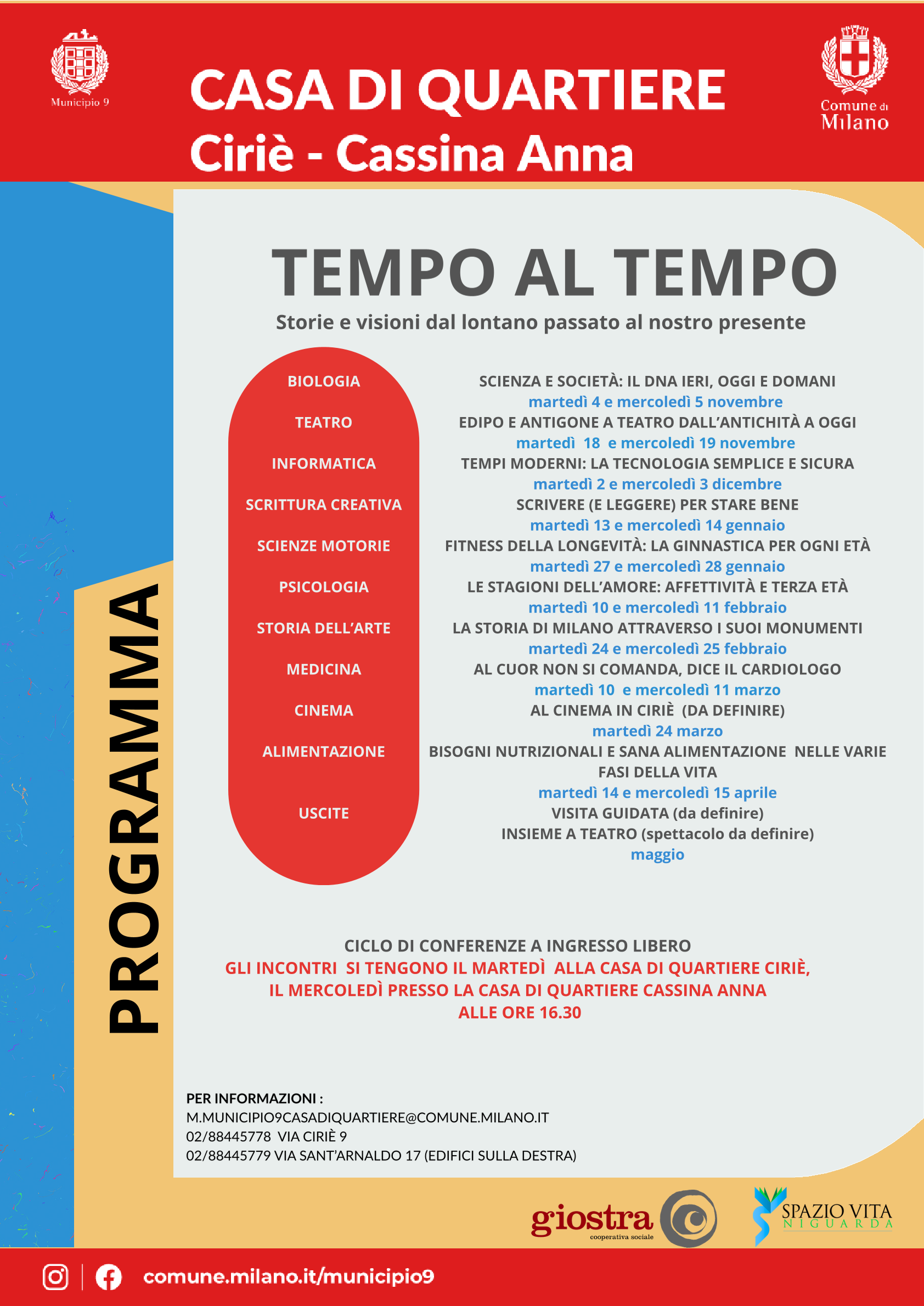 Ciclo di conferenze presso la Casa di Quartiere Ciriè - Cassina Anna